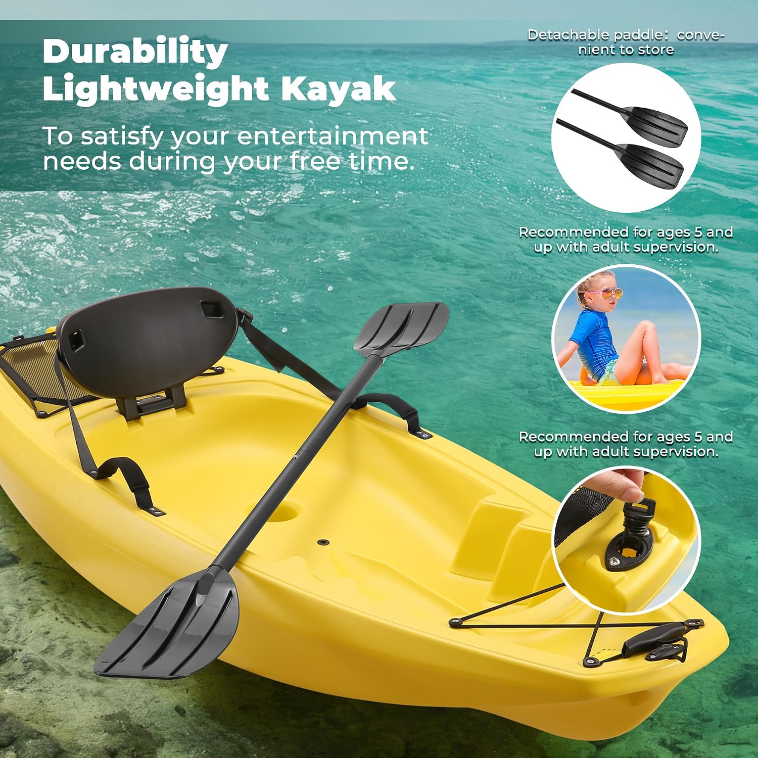 Kayak con Remo de 6.5 Pies, Bo - Fishing Kayak Sit In reseña y precio